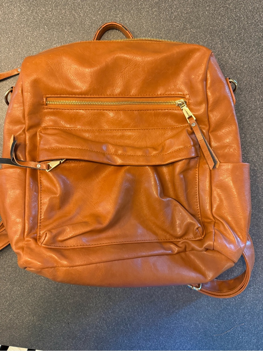 Women’s Cognac Leather Backpack - Stylish Everyday Bag